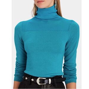 Cult Gaia Elliot Knit Blue Top Turtleneck (S)
